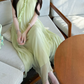 Flowy V Neck Ruffles Prom Dress With Lining Green A-Line Evening Dress C8690
