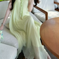 Flowy V Neck Ruffles Prom Dress With Lining Green A-Line Evening Dress C8690