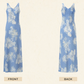 Trendy Beaded V Neck Prom Dress Blue Floral Sheath Evening Dress C8691