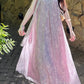 Chic V Neck Purple Prom Dress With Scarf Floral A-Line Evening Dress C8692
