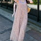 Chic V Neck Purple Prom Dress With Scarf Floral A-Line Evening Dress C8692