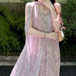 Chic V Neck Purple Prom Dress With Scarf Floral A-Line Evening Dress C8692