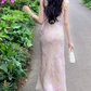 Unique Ruched Collar Floral Prom Dress Ruffles A-Line Evening Dress C8694