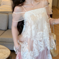 Robe de bal de princesse bustier à volants en satin long, robe de soirée C8117