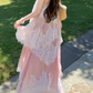 Robe de bal de princesse bustier à volants en satin long, robe de soirée C8117