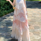Robe de bal de princesse bustier à volants en satin long, robe de soirée C8117