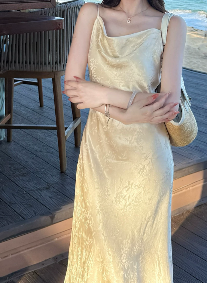 Lustrous Ruched Collar Prom Dress Ivory Jaquard Sheath Evening Dress C8696