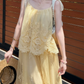 Elegant Spaghetti Straps Ivory Prom Dress Lace Tiered A-Line Evening Dress C8697