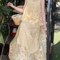 Elegant Spaghetti Straps Ivory Prom Dress Lace Tiered A-Line Evening Dress C8697
