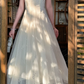 Graceful Jewel Neck White Prom Dress Embroidered A-Line Evening Dress C8698