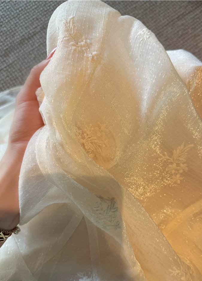 Graceful Jewel Neck White Prom Dress Embroidered A-Line Evening Dress C8698