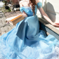 Robe de bal de princesse bustier à volants en satin long, robe de soirée C8117