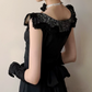Robe de bal de princesse bustier à volants en satin long, robe de soirée C8117