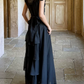 Robe de bal de princesse bustier à volants en satin long, robe de soirée C8117
