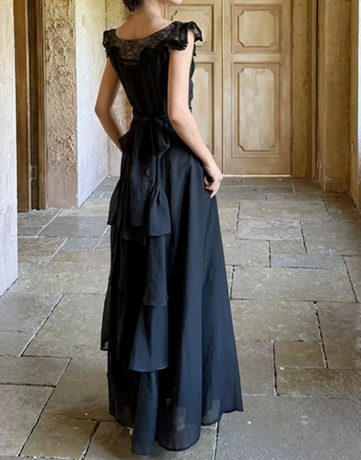 Robe de bal de princesse bustier à volants en satin long, robe de soirée C8117