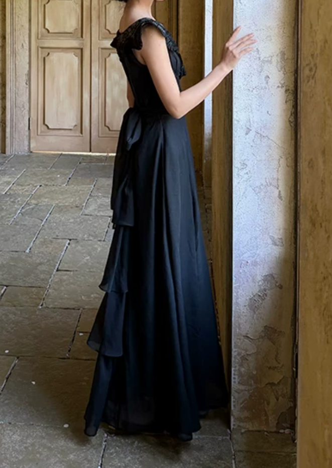 Robe de bal de princesse bustier à volants en satin long, robe de soirée C8117