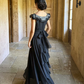 Robe de bal de princesse bustier à volants en satin long, robe de soirée C8117