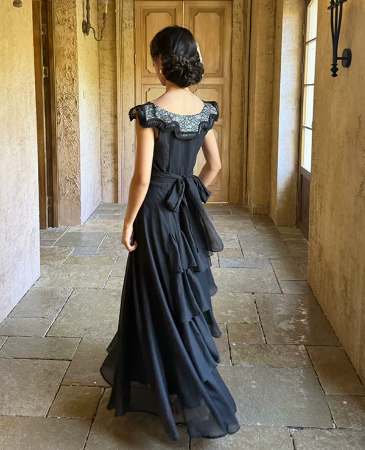 Robe de bal de princesse bustier à volants en satin long, robe de soirée C8117