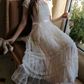Robe de bal de princesse bustier à volants en satin long, robe de soirée C8117