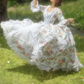 Robe de bal de princesse bustier à volants en satin long, robe de soirée C8117