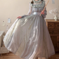 Robe de bal de princesse bustier à volants en satin long, robe de soirée C8117