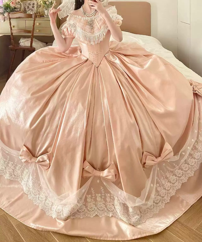 Robe de bal de princesse bustier à volants en satin long, robe de soirée C8117