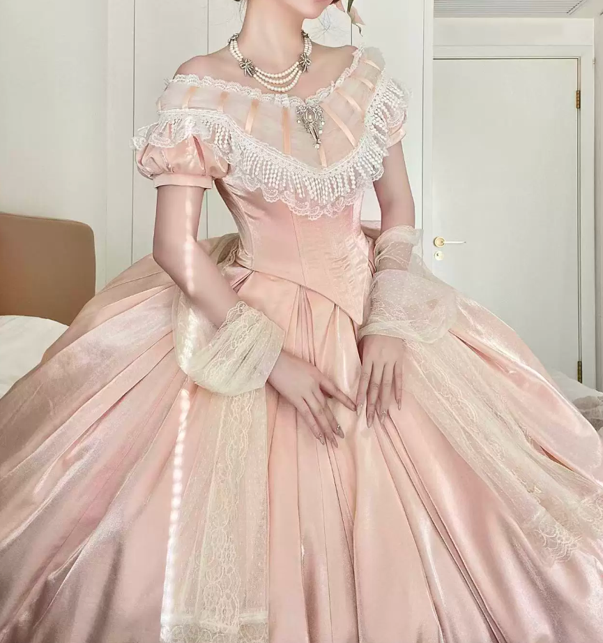 Robe de bal de princesse bustier à volants en satin long, robe de soirée C8117