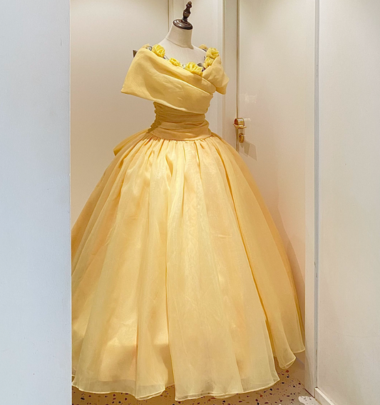 Robe de bal de princesse bustier à volants en satin long, robe de soirée C8117
