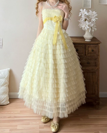Robe de bal de princesse bustier à volants en satin long, robe de soirée C8117