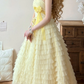 Robe de bal de princesse bustier à volants en satin long, robe de soirée C8117