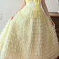 Robe de bal de princesse bustier à volants en satin long, robe de soirée C8117