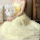 Robe de bal de princesse bustier à volants en satin long, robe de soirée C8117