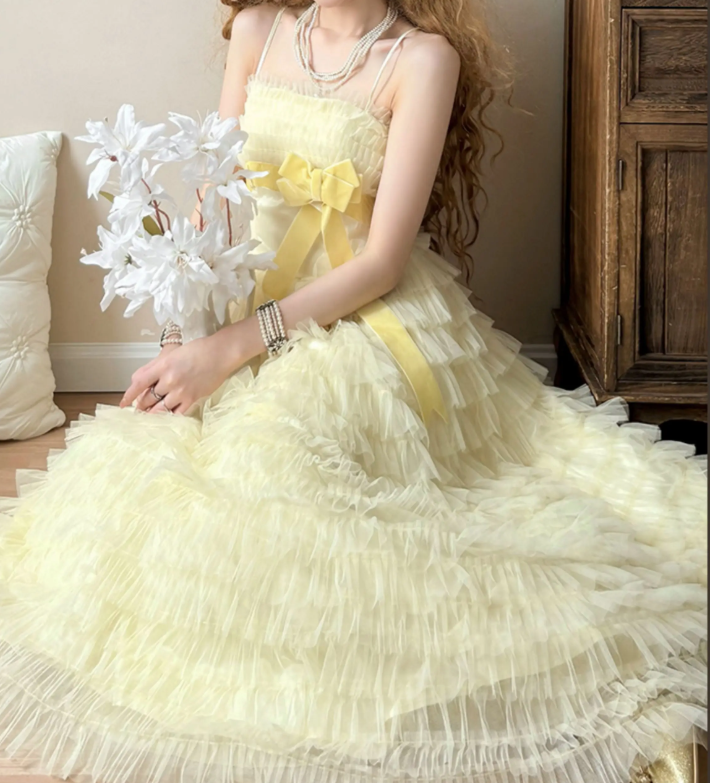 Robe de bal de princesse bustier à volants en satin long, robe de soirée C8117