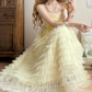Robe de bal de princesse bustier à volants en satin long, robe de soirée C8117
