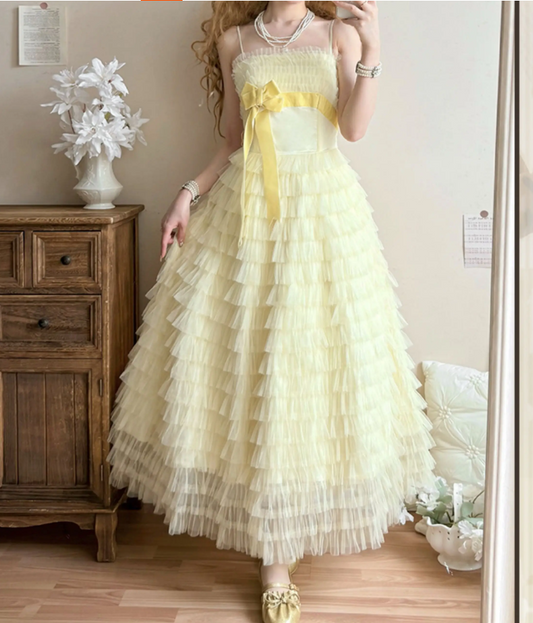 Robe de bal de princesse bustier à volants en satin long, robe de soirée C8117