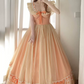 Robe de bal de princesse bustier à volants en satin long, robe de soirée C8117