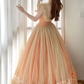 Robe de bal de princesse bustier à volants en satin long, robe de soirée C8117