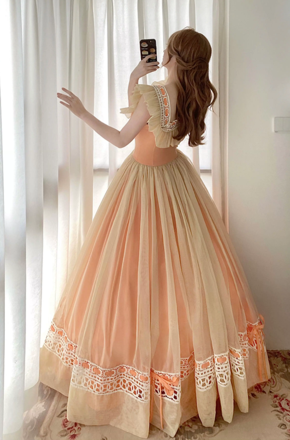 Robe de bal de princesse bustier à volants en satin long, robe de soirée C8117