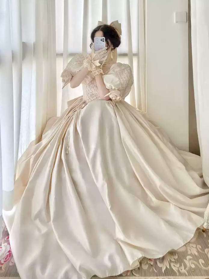 Robe de bal de princesse bustier à volants en satin long, robe de soirée C8117