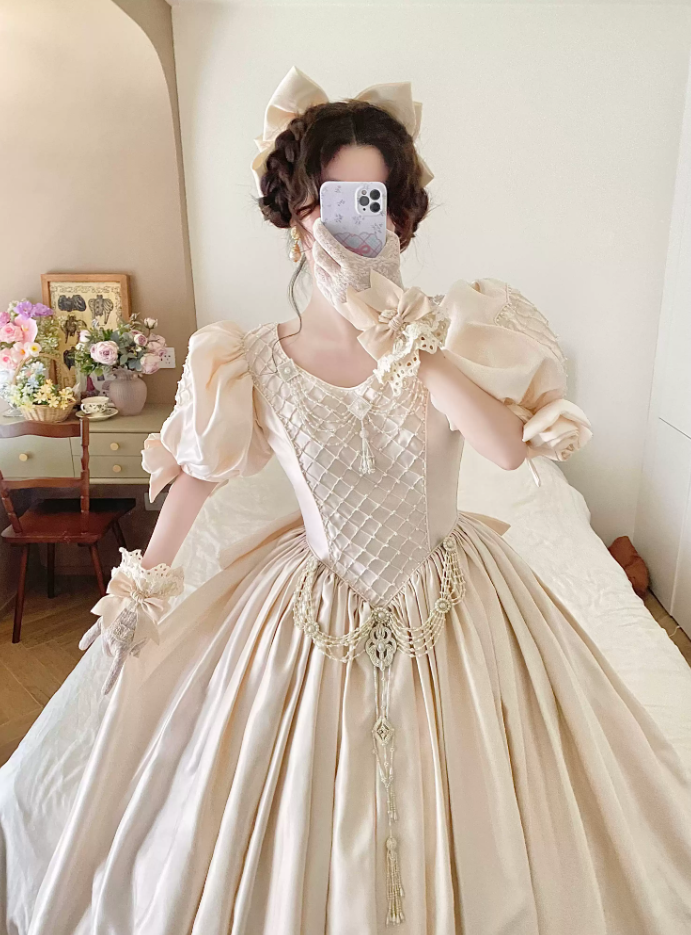Robe de bal de princesse bustier à volants en satin long, robe de soirée C8117