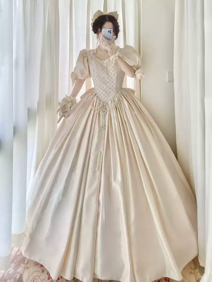 Robe de bal de princesse bustier à volants en satin long, robe de soirée C8117