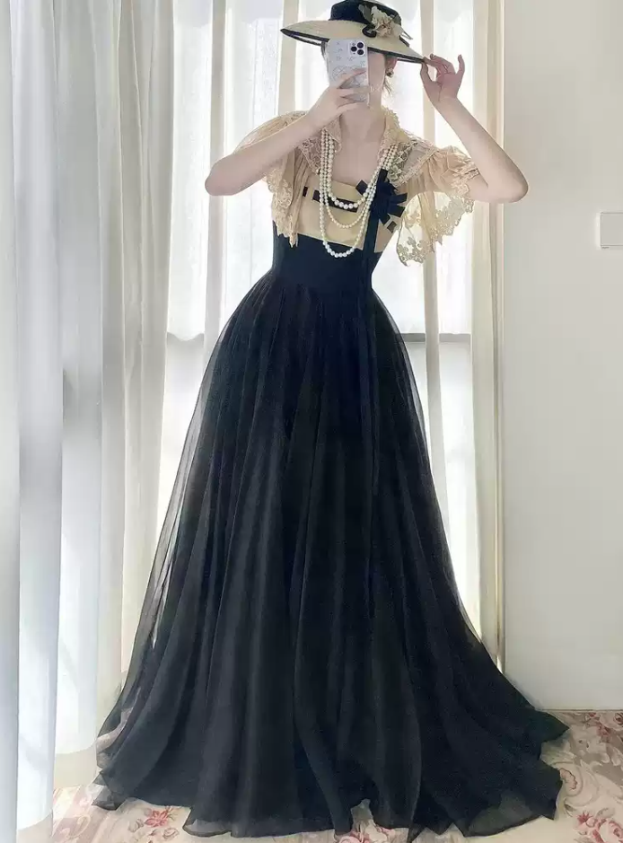 Robe de bal de princesse bustier à volants en satin long, robe de soirée C8117