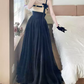 Robe de bal de princesse bustier à volants en satin long, robe de soirée C8117