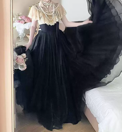 Robe de bal de princesse bustier à volants en satin long, robe de soirée C8117