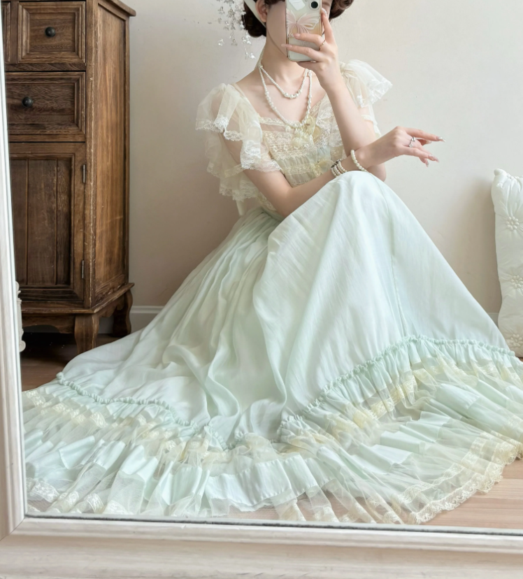 Robe de bal de princesse bustier à volants en satin long, robe de soirée C8117