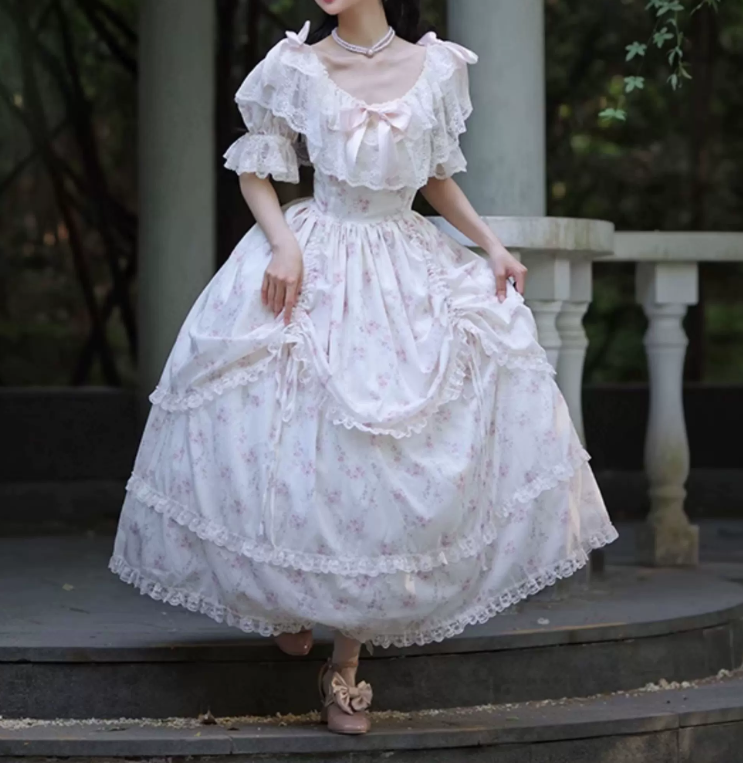 Robe de bal de princesse bustier à volants en satin long, robe de soirée C8117