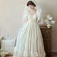 Chic U Neck Ivory Lace Prom Dress Long Sleeve Tiered A-Line Evening Dress C8746