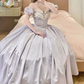 Robe de bal de princesse bustier à volants en satin long, robe de soirée C8117