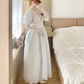 Lovely Short Sleeve Chiffon Prom Dress Ruffles Lace A-Line Evening Dress C8750