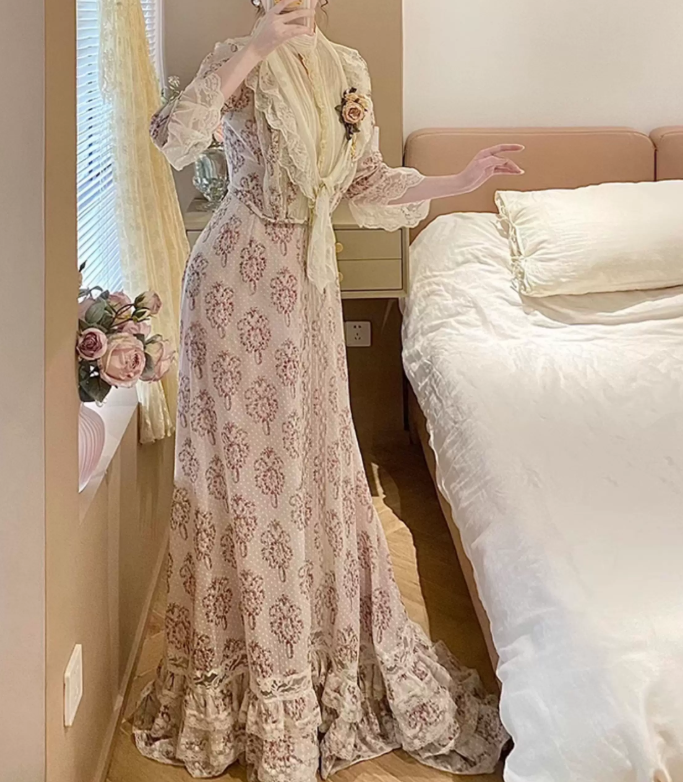 Unique Short Sleeve High Collar Prom Dress Floral Lace A-Line Evening Dress C8751